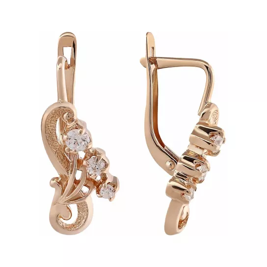 Серьги с фианитом из золота