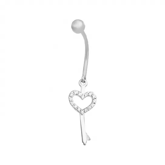 Пирсинг с фианитом из серебра