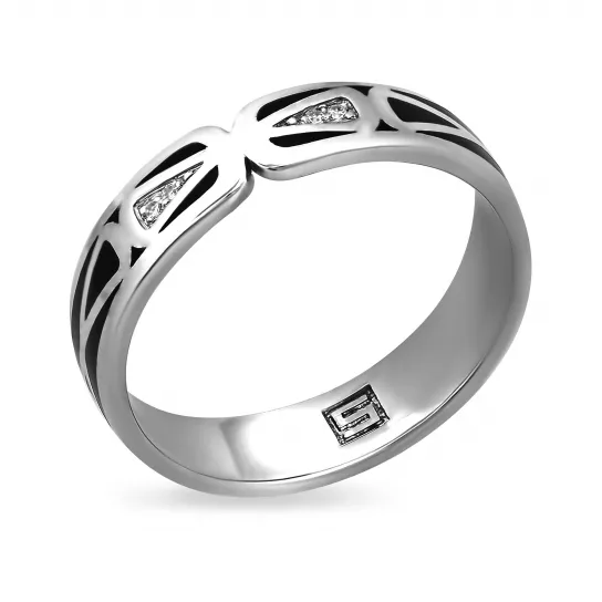 Кольцо обручальное с фианитом из серебра