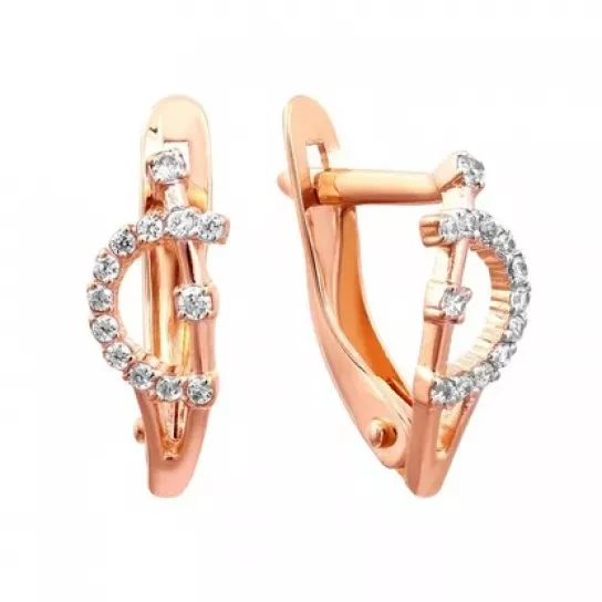 Серьги с фианитом из золота