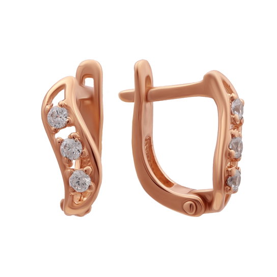 Серьги детские с фианитом из золота