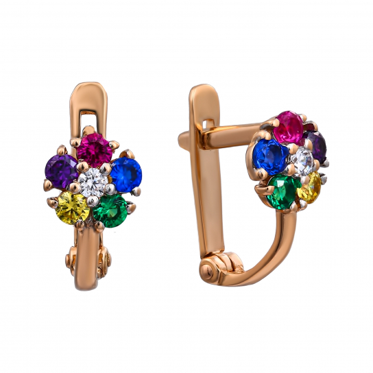 Серьги детские с фианитом из золота