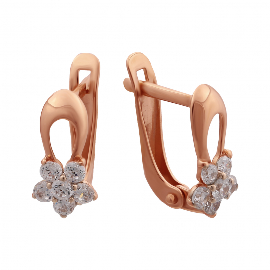 Серьги детские с фианитом из золота