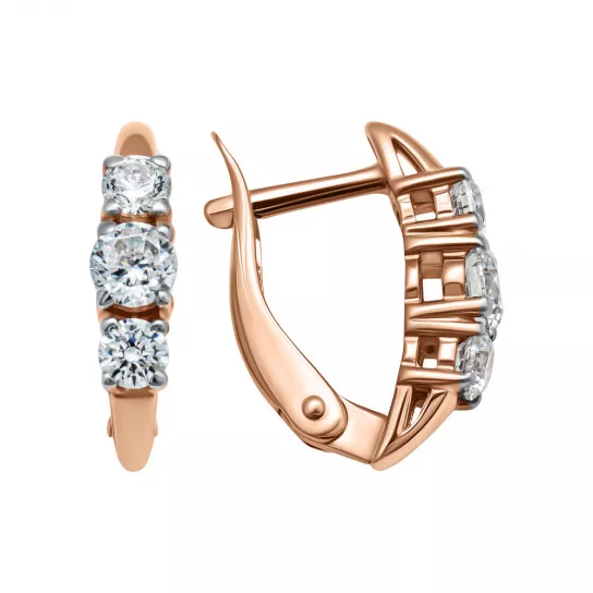 Серьги с фианитом из золота