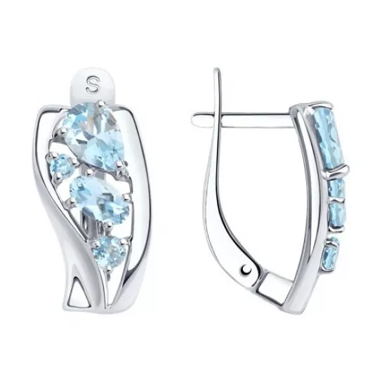 Серьги с топазом из серебра