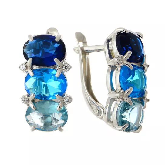 Серьги с камнями из серебра
