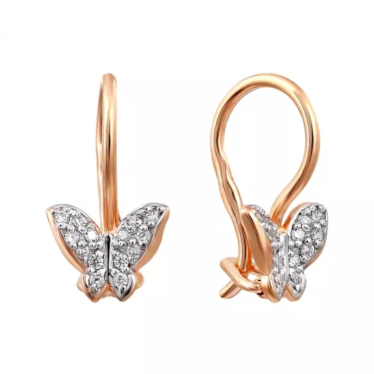 Серьги детские с фианитом из золота