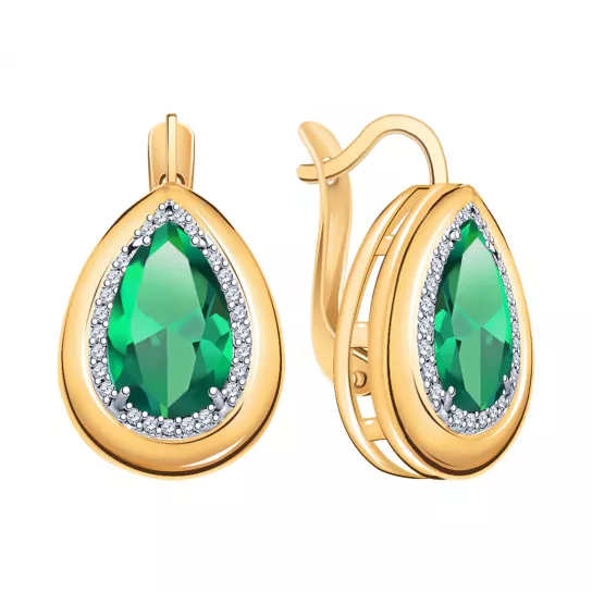 Серьги с фианитом из золота