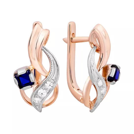 Серьги с фианитом из золота