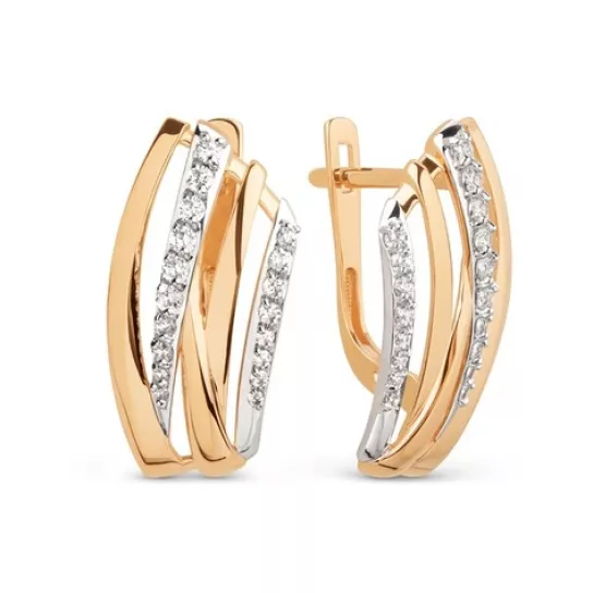 Серьги с фианитом из золота