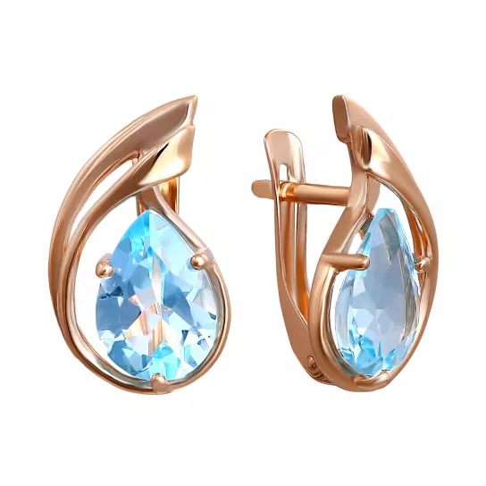 Серьги с топазом из золота