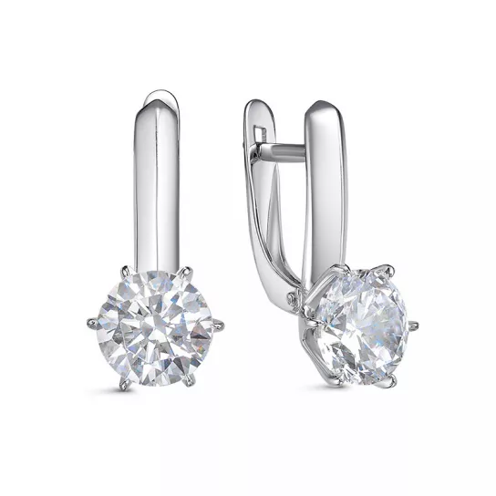 Серьги с фианитом из серебра