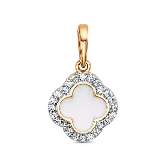 Подвеска с фианитом и эмалью из золота