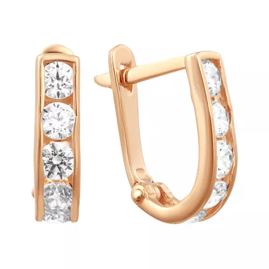 Серьги детские с фианитом из золота
