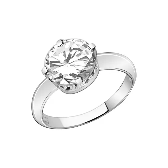 Кольцо с фианитом из серебра