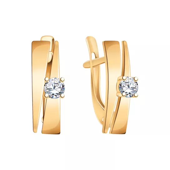 Серьги с фианитом из золота