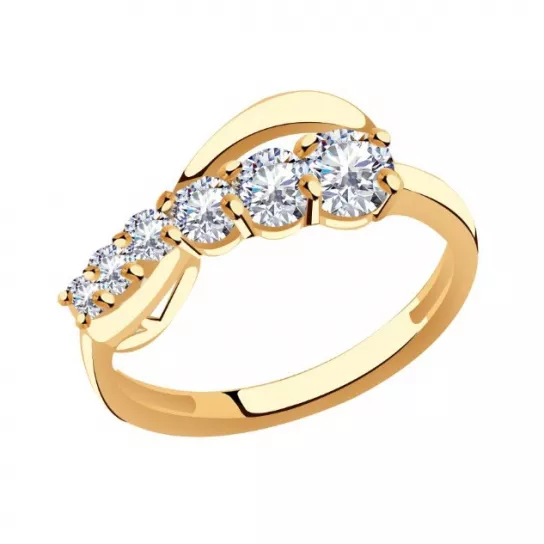 Кольцо с фианитом из золота