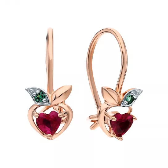 Серьги детские с фианитом из золота