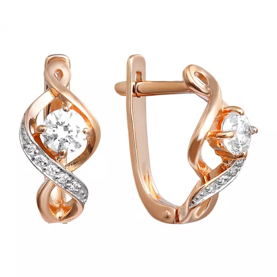 Серьги с фианитом из золота