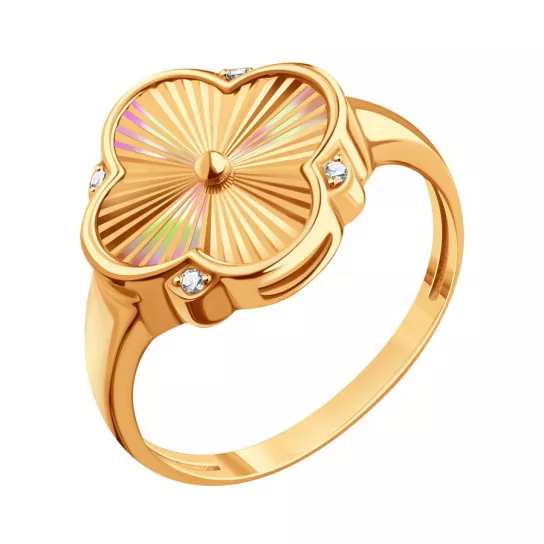 Кольцо с фианитом из золота