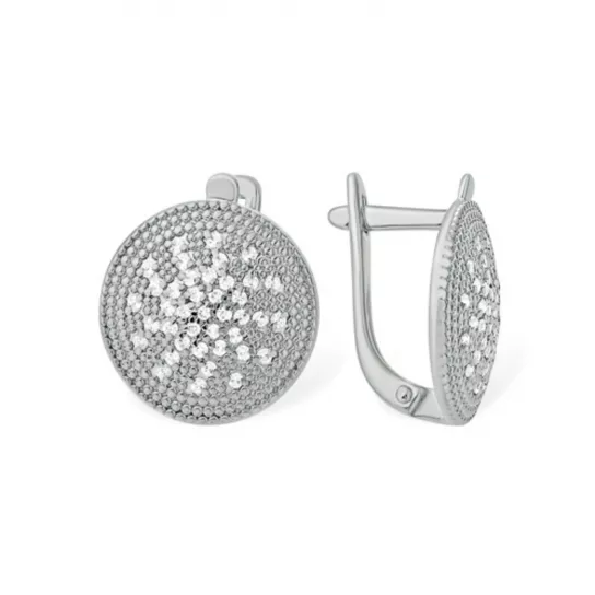 Серьги с фианитом из серебра