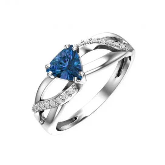 Кольцо с кварцем и фианитом из серебра