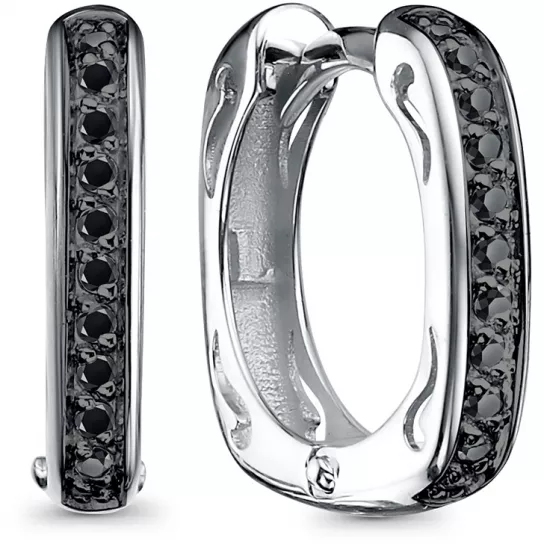 Серьги с фианитом из серебра