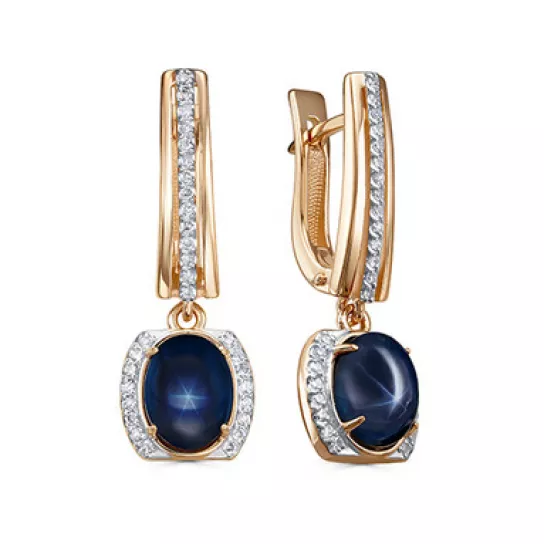 Серьги с бриллиантами с сапфиром из золота