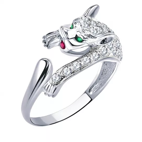 Кольцо с фианитом из серебра