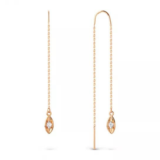 Серьги с фианитом из золота