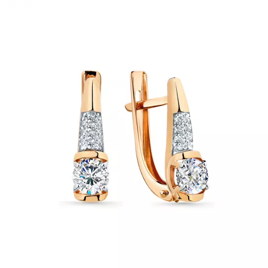 Серьги с фианитом из золота