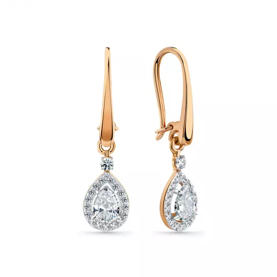 Серьги с фианитом из золота