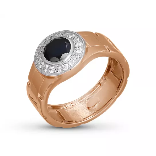 Кольцо-печатка с фианитом из золота