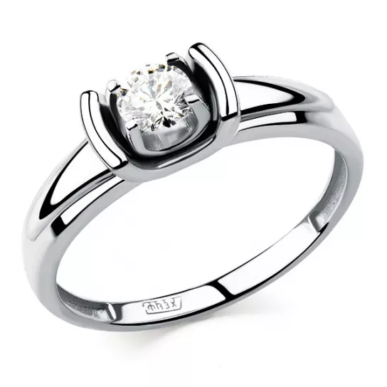 Кольцо с фианитом из серебра