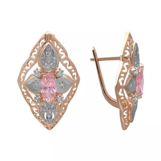 Серьги с фианитом из золота