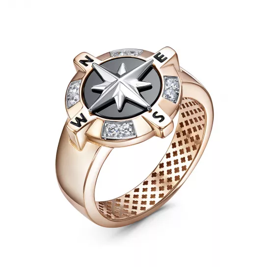 Кольцо-печатка с камнями из золота