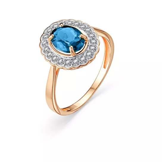 Кольцо с топазом и фианитом из золота