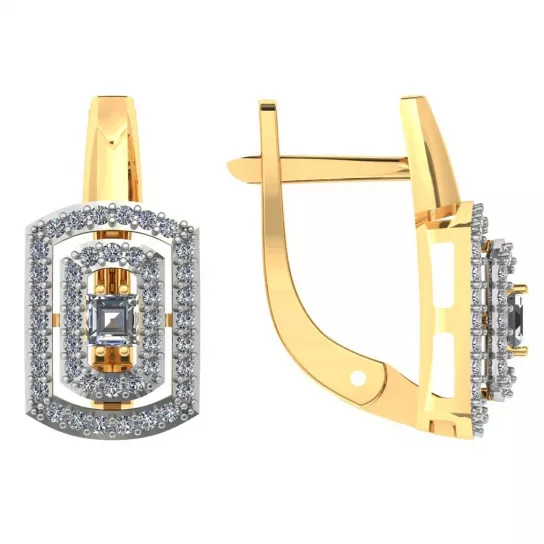 Серьги с фианитом из золота