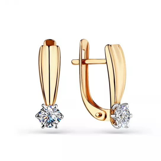 Серьги с фианитом из золота