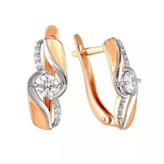 Серьги с фианитом из золота